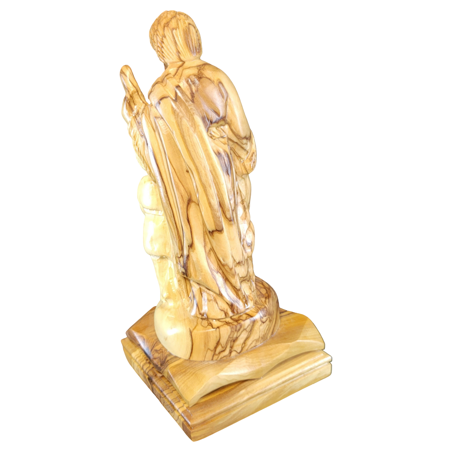 Saint Joseph with Jesus and Child Olive Wood Statue – Holy Family Devotion