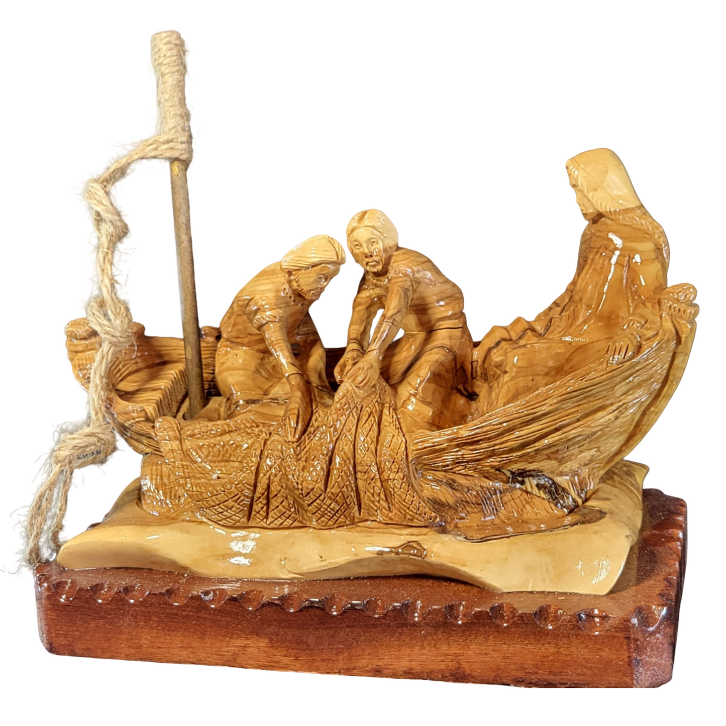 Jesus Calls His First Disciples (The Miraculous Catch) Olive Wood Statue – Hand-Carved from Bethlehem