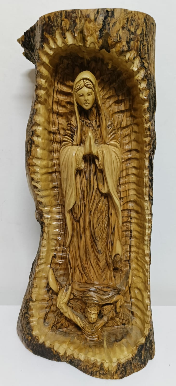 Handcrafted Olive Wood Statue of the Blessed Virgin Mary