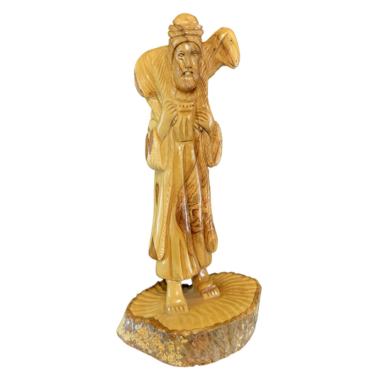 The Good Shepherd Olive Wood Statue – Hand-Carved