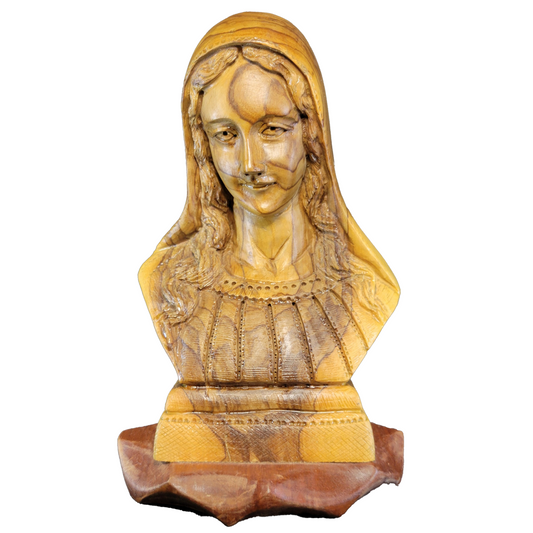 Blessed Virgin Mary Bust Olive Wood Statue – Hand-Carved