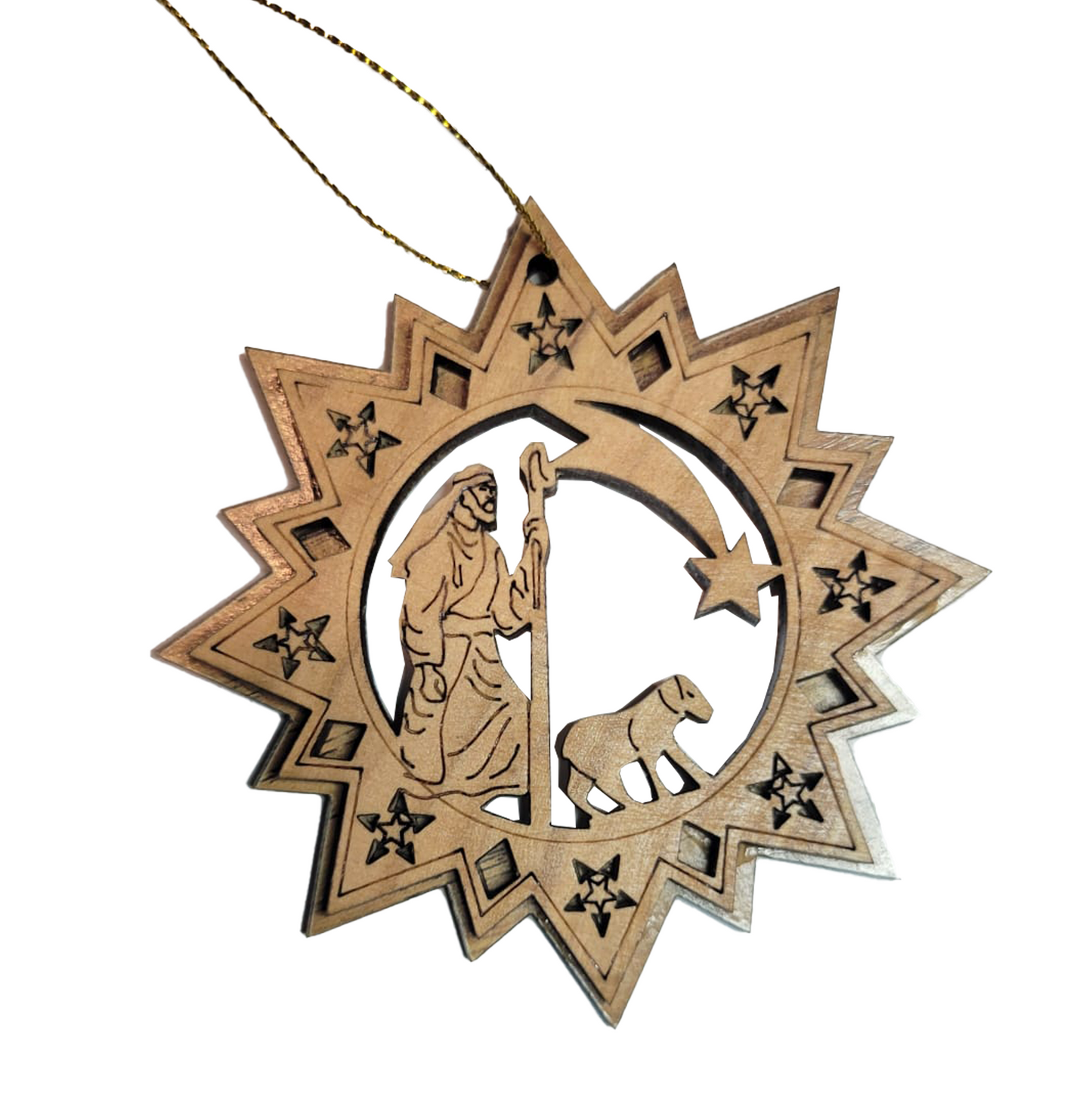 Shepard in the Field - Double Layer, Christmas Star Shape Ornament.