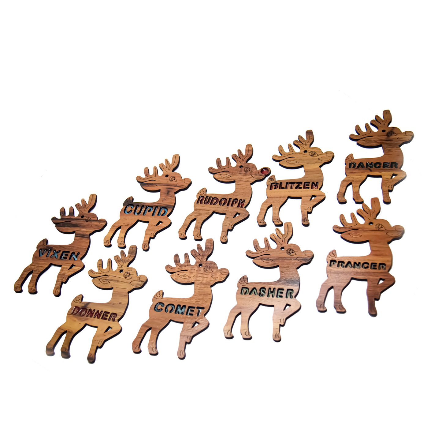 Santa's Reindeers Ornament Set