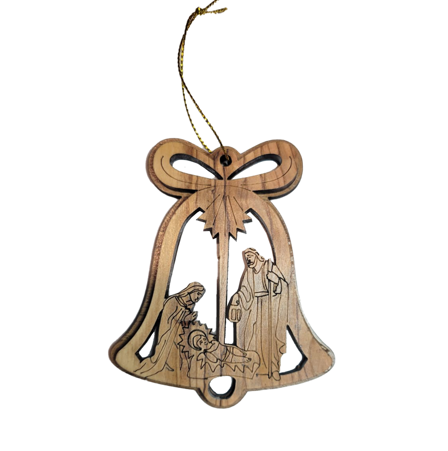 The Manger scene - Double Layer, Christmas Bell Shape Ornament.