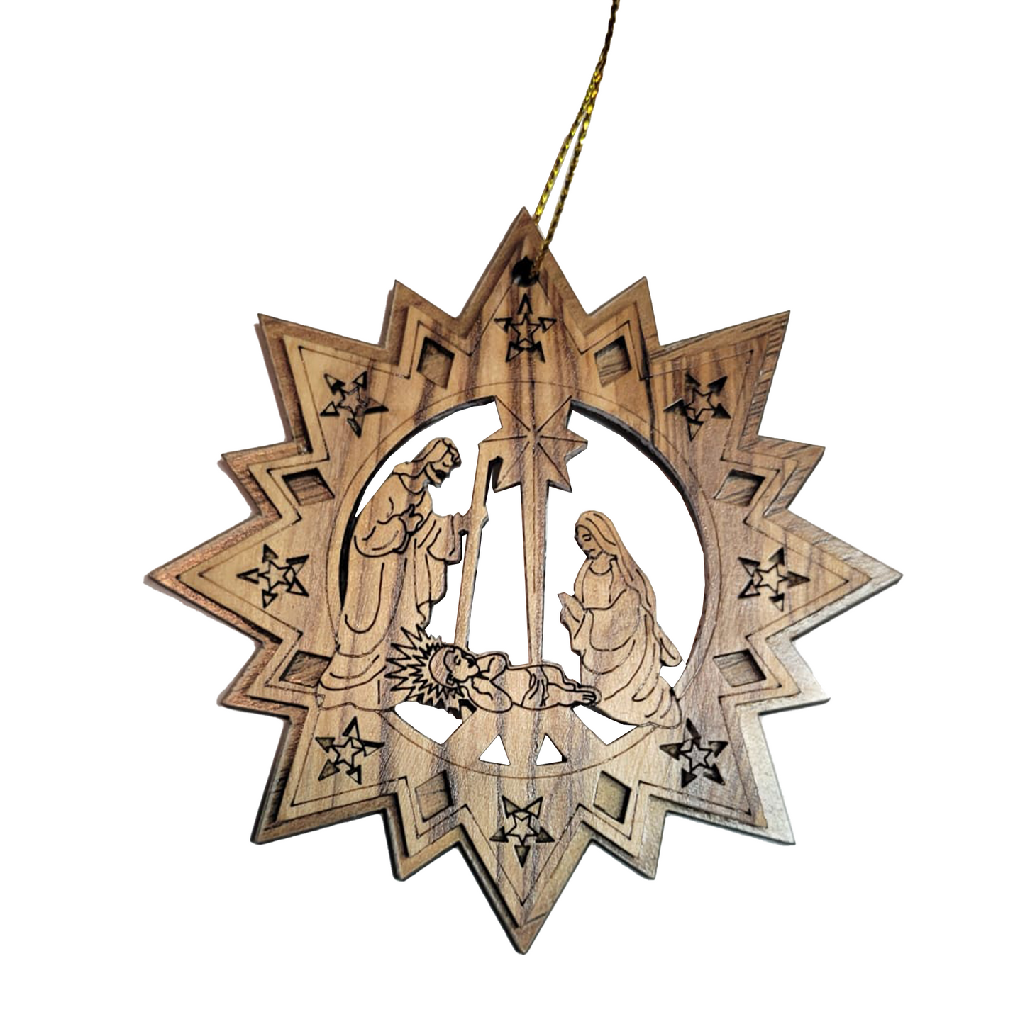 The Manger scene - Double Layer, Christmas Star Shape Ornament.