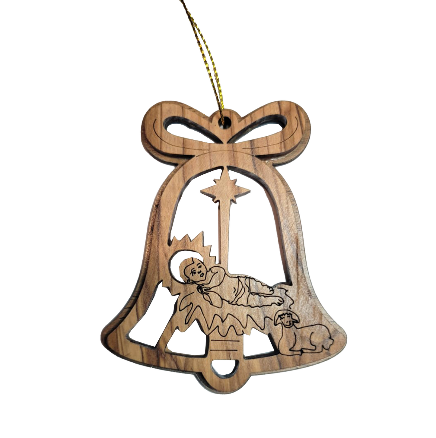 Jesus in the Manger - Christmas Bell Ornament.