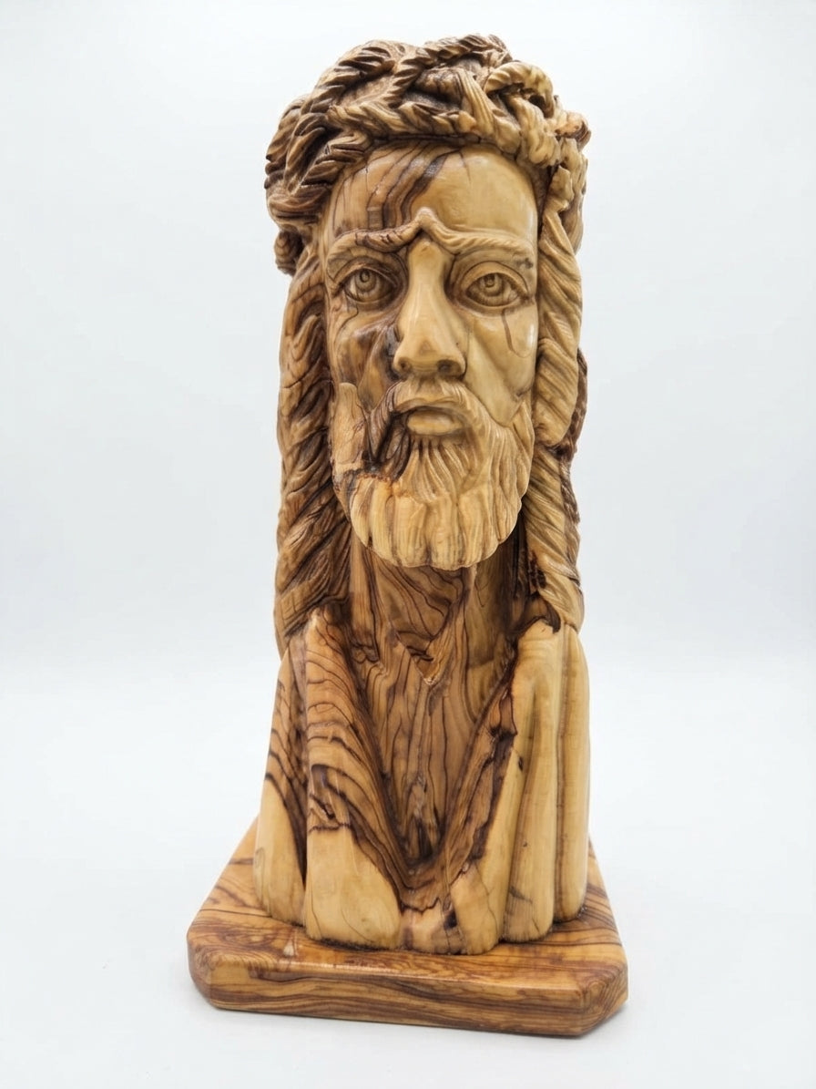 Crown of Thorns Jesus Christ Olive Wood Bust