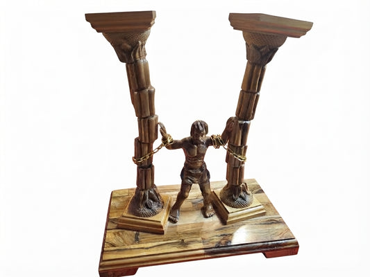 Samson Chained Between Pillars Handcrafted Sculpture