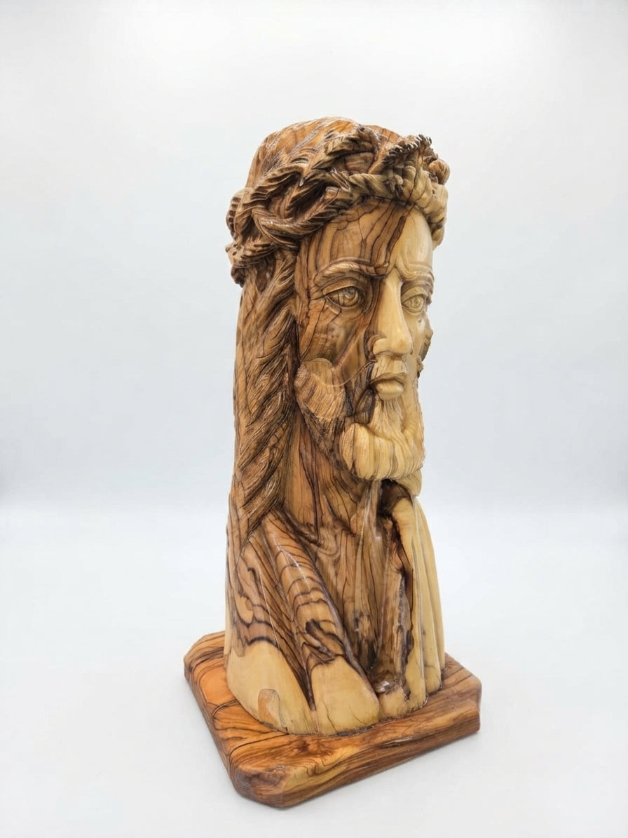 Crown of Thorns Jesus Christ Olive Wood Bust