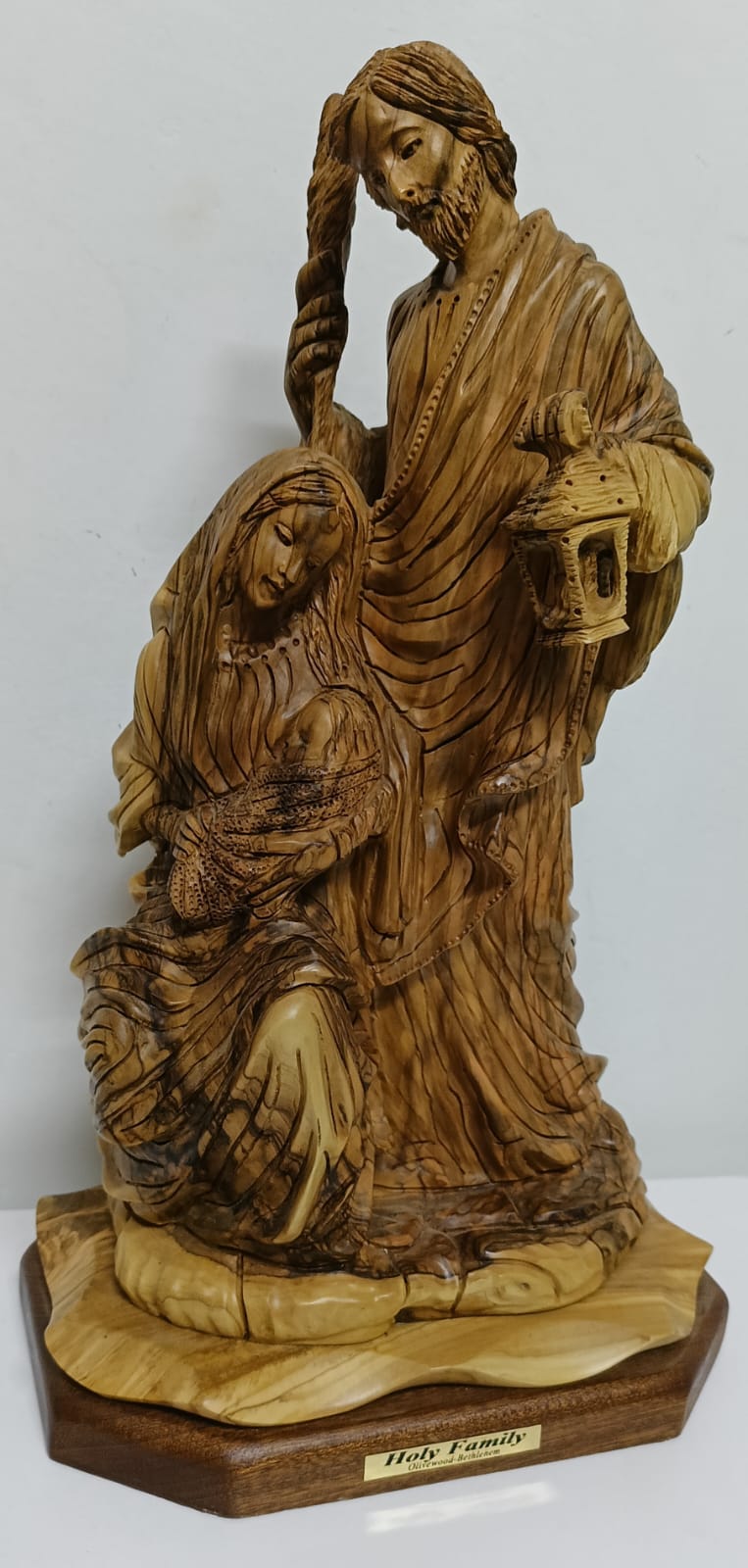 Handcrafted Holy Family Olive Wood Statue