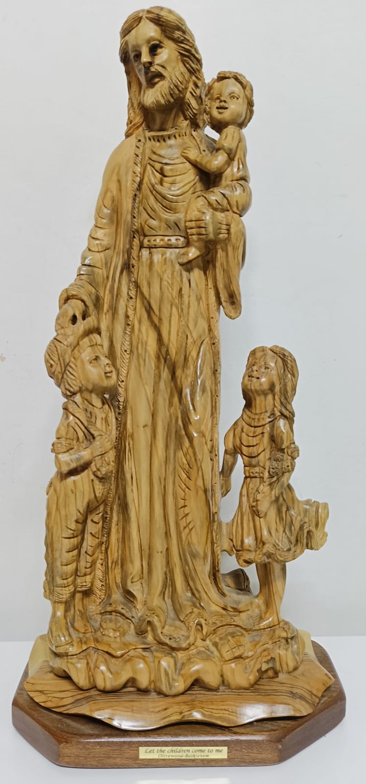 "Let the Children Come to Me" Handcrafted Olive Wood Statue – Authentic  Artistry