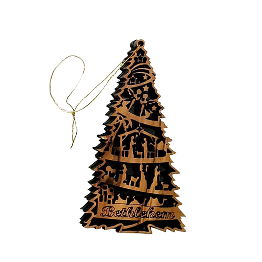 Olivewood Christmas story Tree Ornament