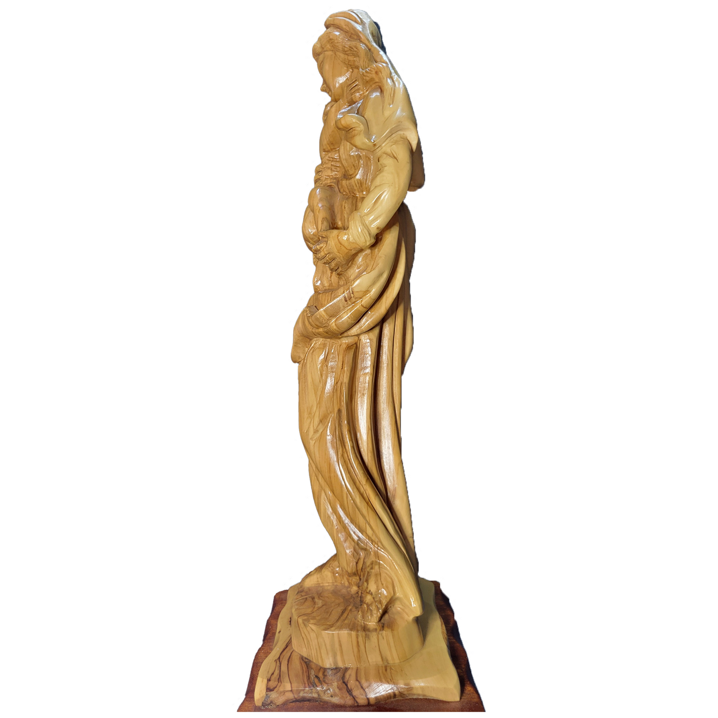 Blessed Mother Mary Holding Baby Jesus Olive Wood Statue – Hand-Carved from Bethlehem