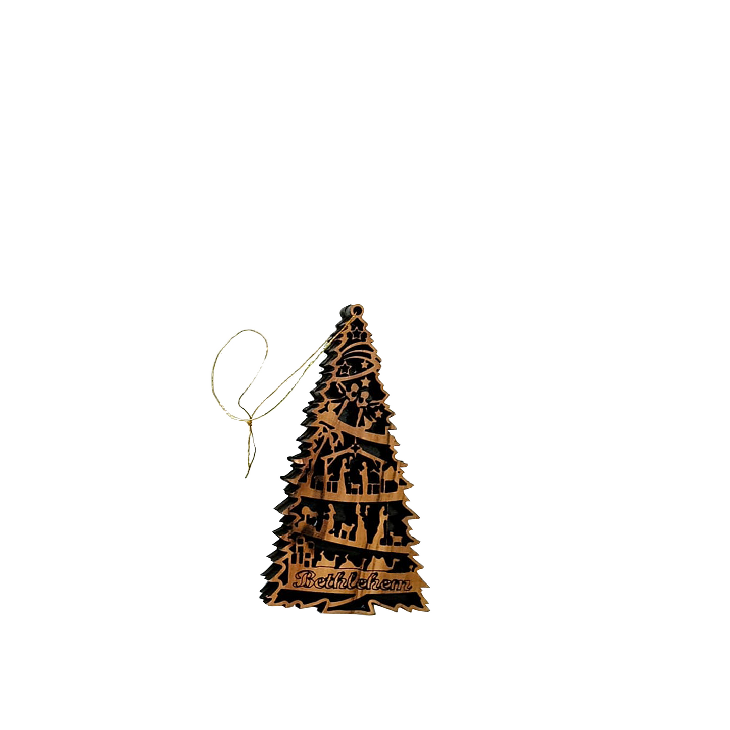 Olivewood Christmas story Tree Ornament