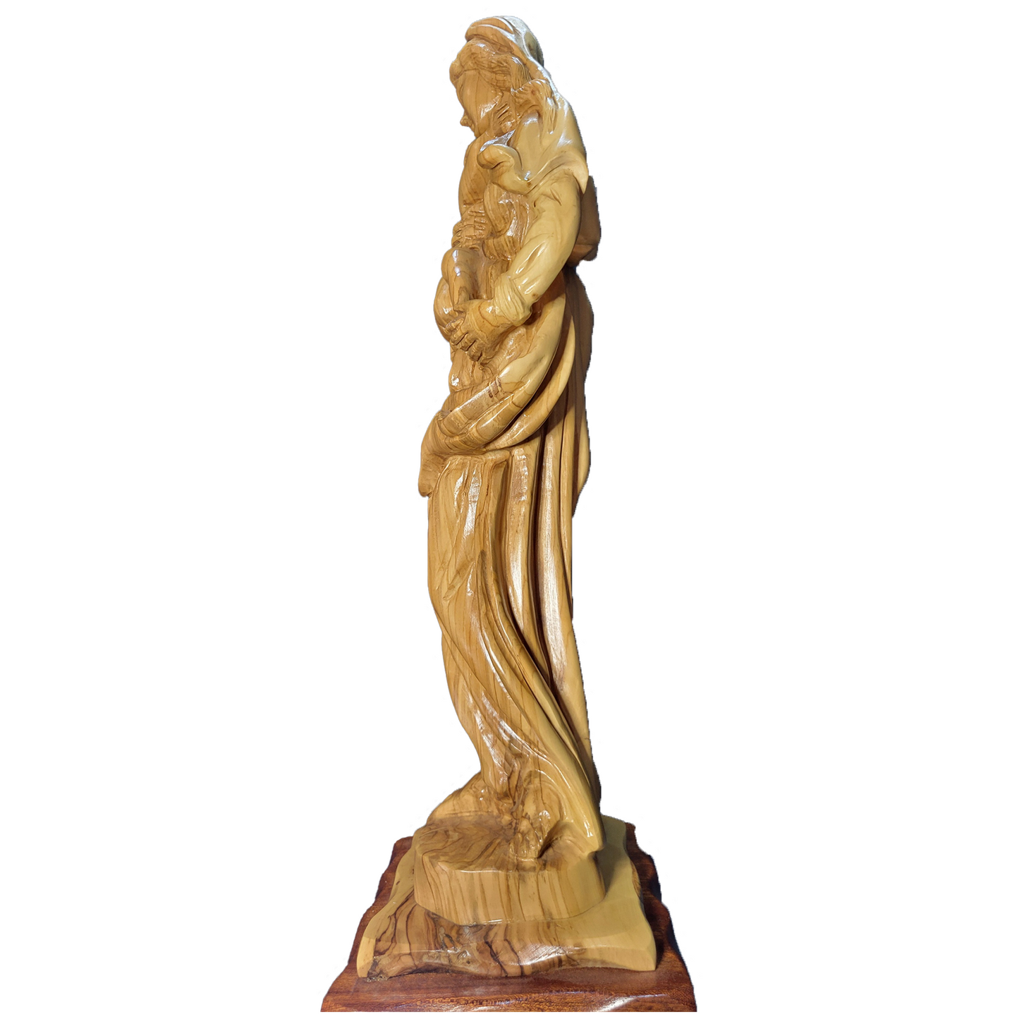 Blessed Mother Mary Holding Baby Jesus Olive Wood Statue – Hand-Carved from Bethlehem