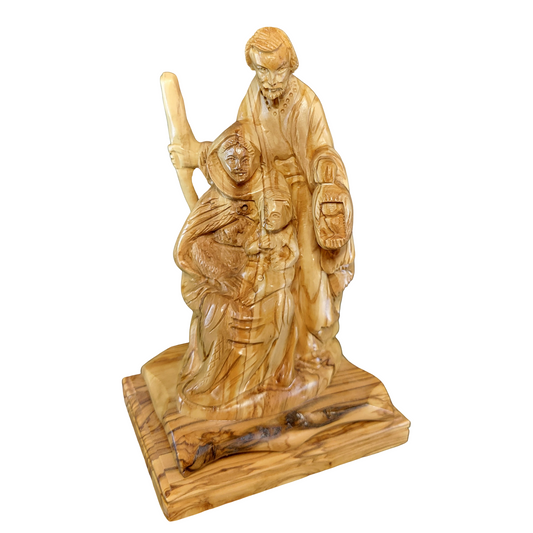 Holy Family Journey to Egypt – Hand-Carved Olive Wood Statue from Bethlehem