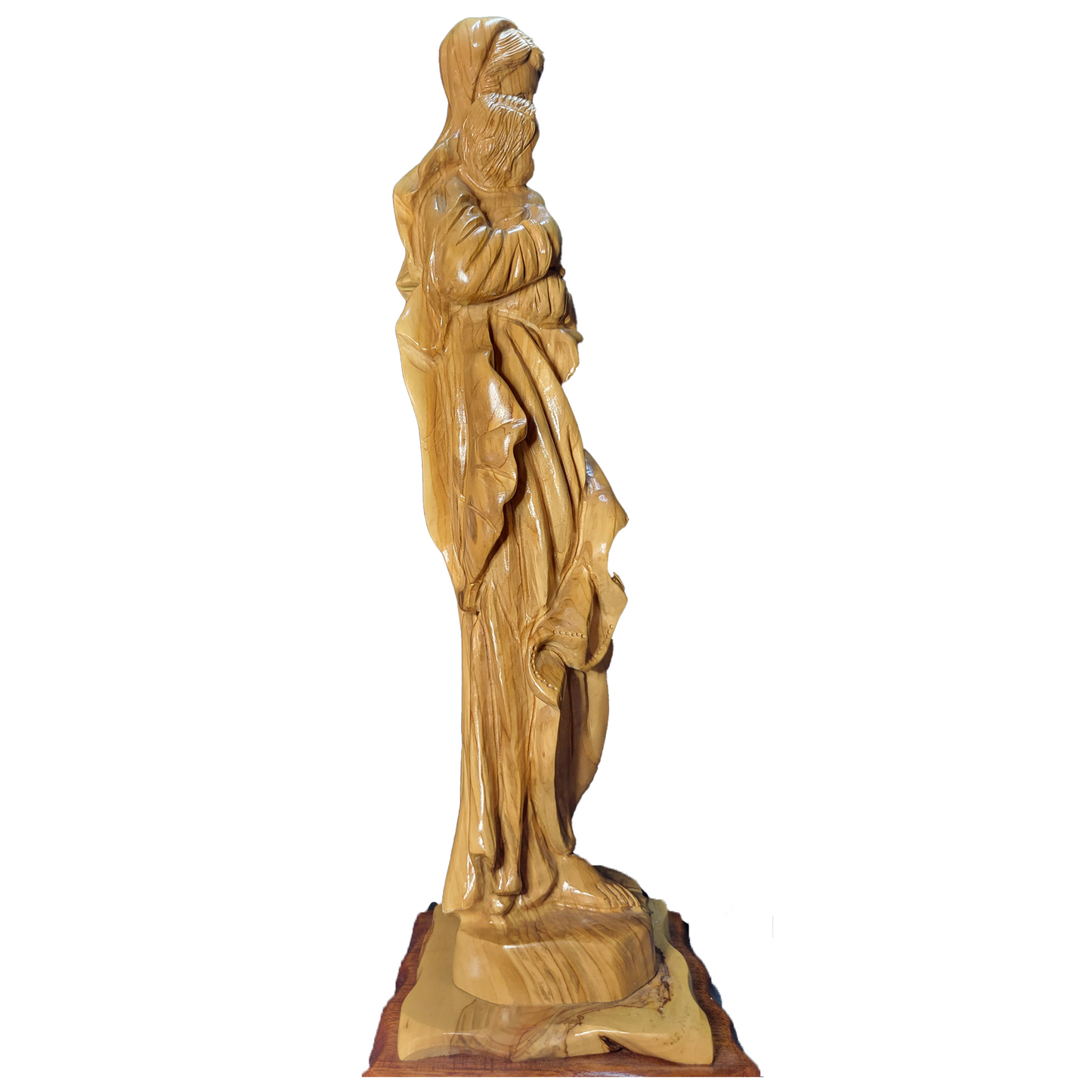 Blessed Mother Mary Holding Baby Jesus Olive Wood Statue – Hand-Carved from Bethlehem