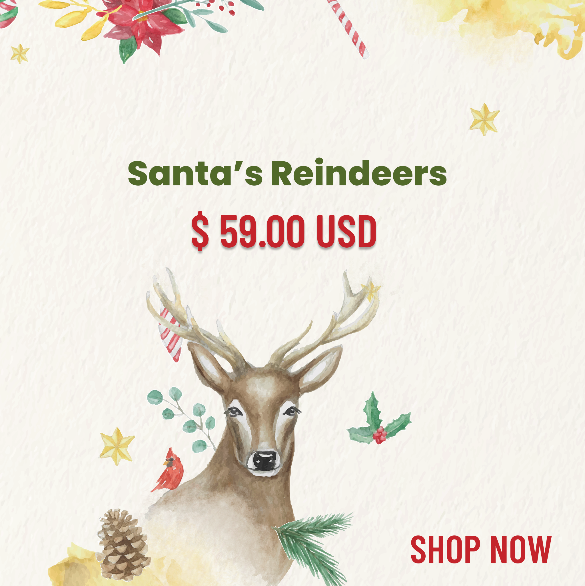 Rendears Santa's Reindeers Ornament Set – BETHLEHEM SHOP